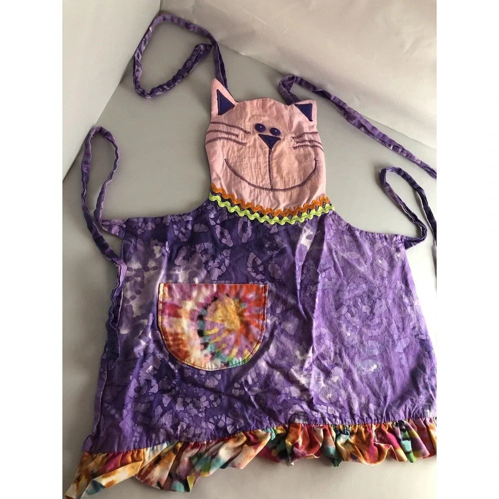 Hand Crafted Cat Apron For A Child Small Tie Dye‎ Kitty Apron 18